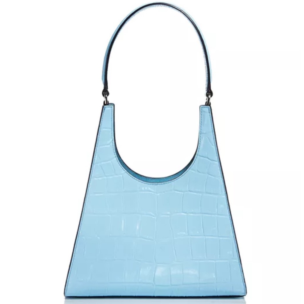 STAUD Light Blue Crocodile-Embossed Shoulder Bag, brand new with tags